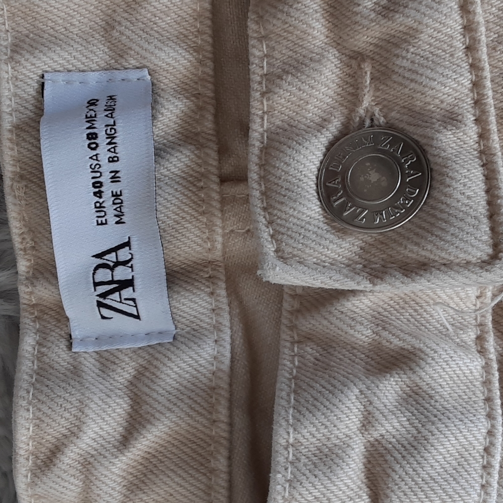 Zara Join Life cream High Waisted Button Fly Jeans Size 8 - Picture 8 of 11